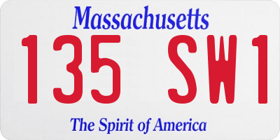 MA license plate 135SW1