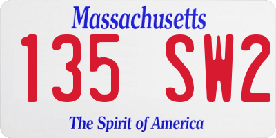 MA license plate 135SW2