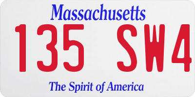 MA license plate 135SW4