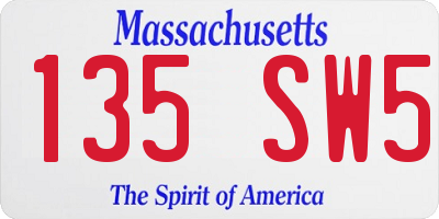 MA license plate 135SW5