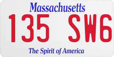 MA license plate 135SW6