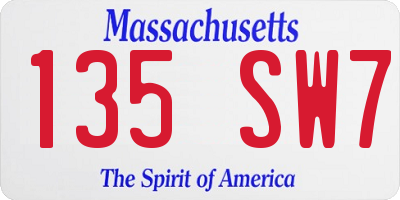 MA license plate 135SW7