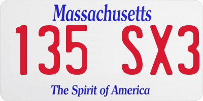 MA license plate 135SX3