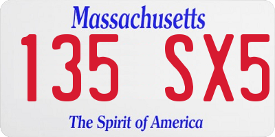 MA license plate 135SX5