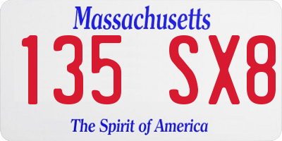 MA license plate 135SX8