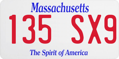 MA license plate 135SX9