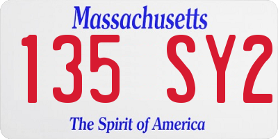 MA license plate 135SY2