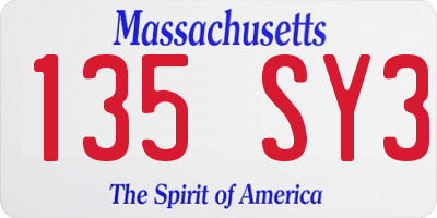 MA license plate 135SY3