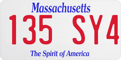 MA license plate 135SY4