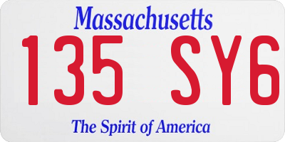 MA license plate 135SY6