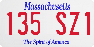 MA license plate 135SZ1