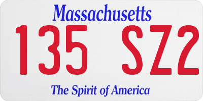 MA license plate 135SZ2