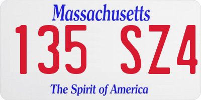 MA license plate 135SZ4