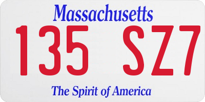 MA license plate 135SZ7
