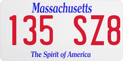 MA license plate 135SZ8