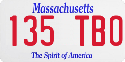 MA license plate 135TB0