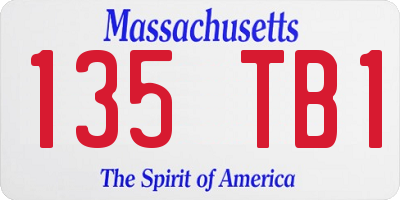 MA license plate 135TB1