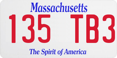 MA license plate 135TB3