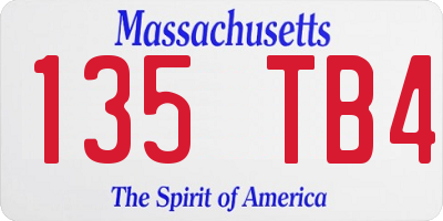 MA license plate 135TB4