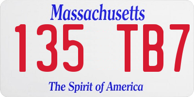 MA license plate 135TB7