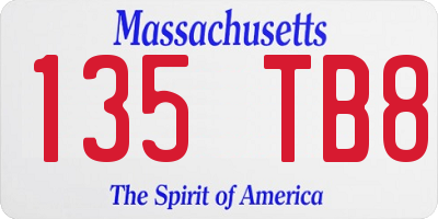 MA license plate 135TB8