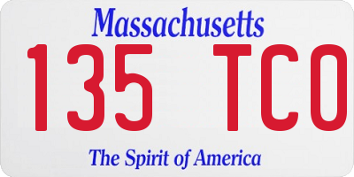 MA license plate 135TC0