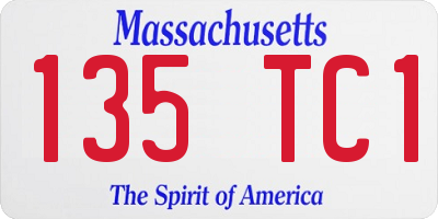 MA license plate 135TC1