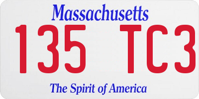 MA license plate 135TC3