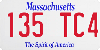 MA license plate 135TC4