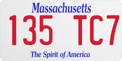 MA license plate 135TC7