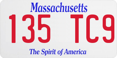 MA license plate 135TC9