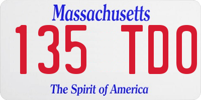 MA license plate 135TD0