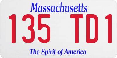 MA license plate 135TD1