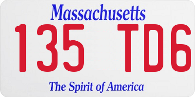 MA license plate 135TD6