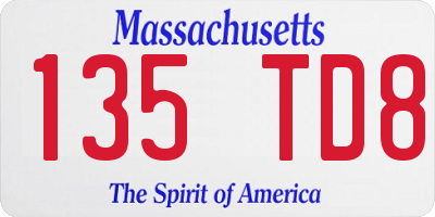 MA license plate 135TD8