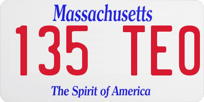 MA license plate 135TE0