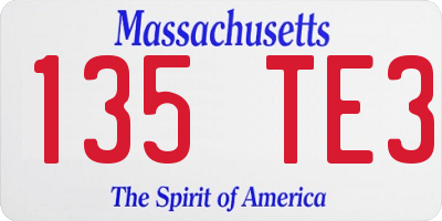 MA license plate 135TE3