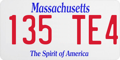 MA license plate 135TE4