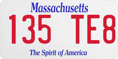MA license plate 135TE8