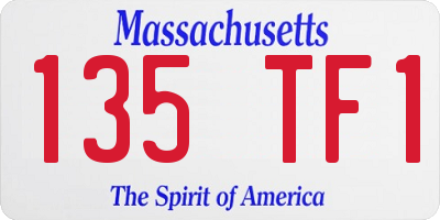 MA license plate 135TF1