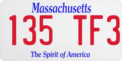 MA license plate 135TF3