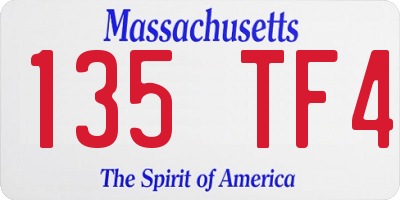 MA license plate 135TF4