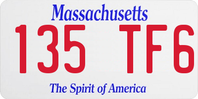 MA license plate 135TF6