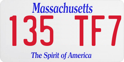 MA license plate 135TF7