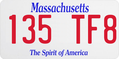 MA license plate 135TF8