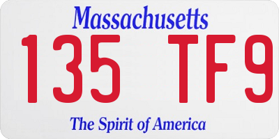 MA license plate 135TF9