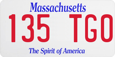 MA license plate 135TG0