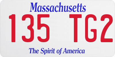 MA license plate 135TG2