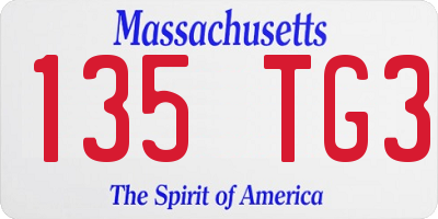 MA license plate 135TG3