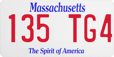 MA license plate 135TG4